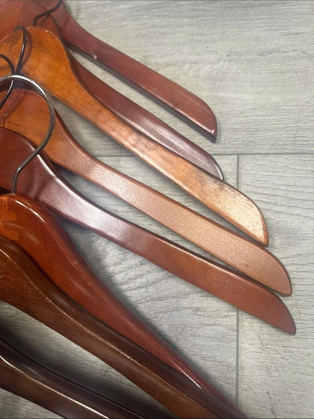 Set of 11 Wooden Suit Hangers - Cherry Finish